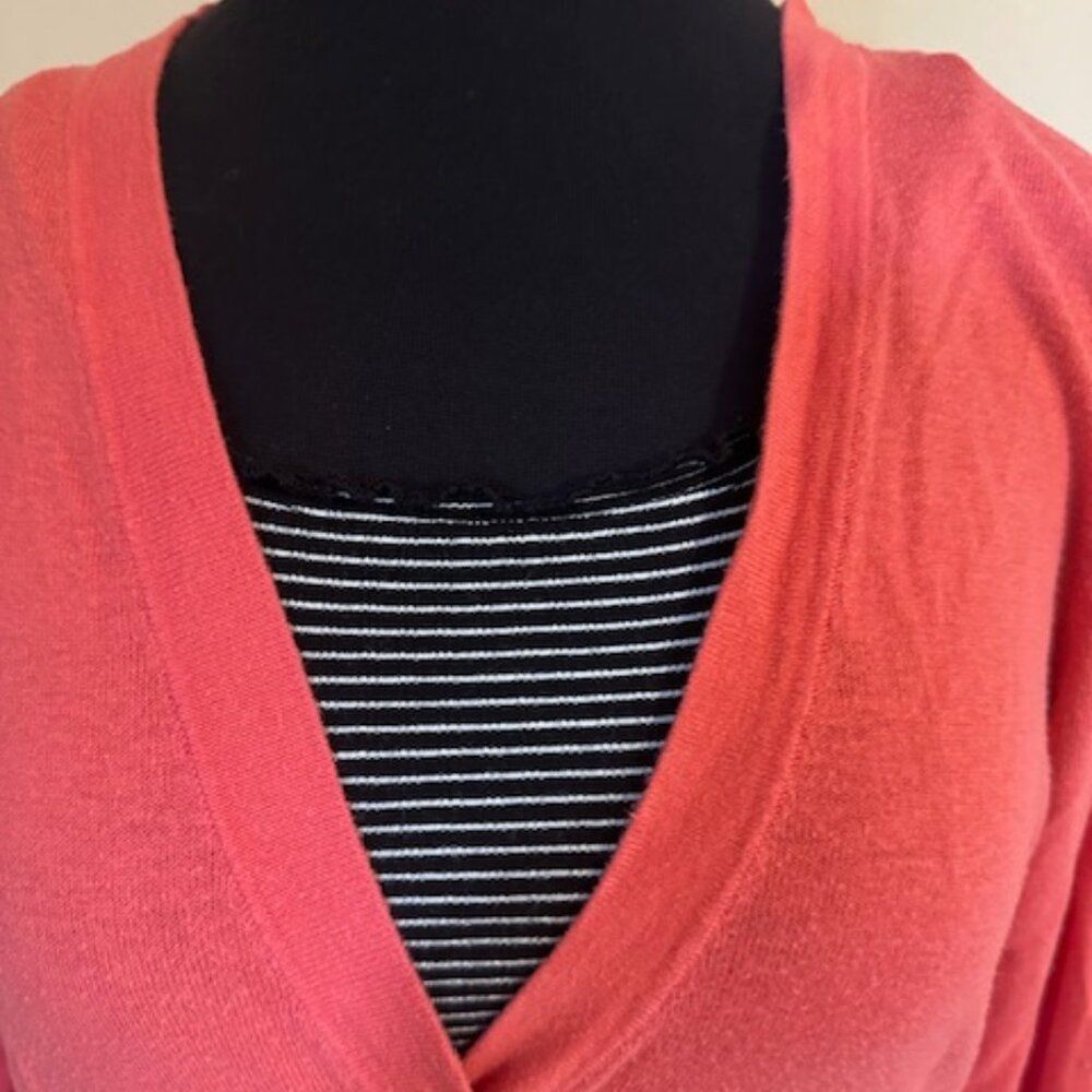 Loft Coral Knit V Neck Cardigan  8614 - Picture 4 of 6